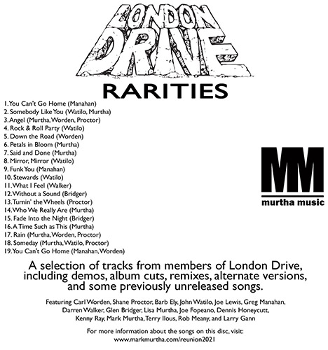 London Drive Rarities CD Text